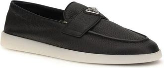 Prada Mens Black Calf Leather Bos Taurus Slip-On Loafers