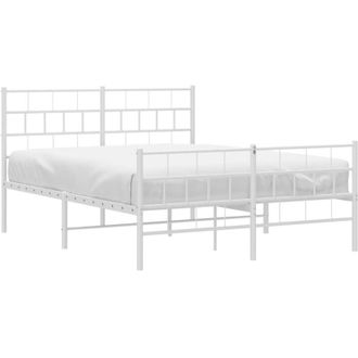 vidaXL Metal Bed Frame without Mattress with Footboard White 150x200cm Vidaxl
