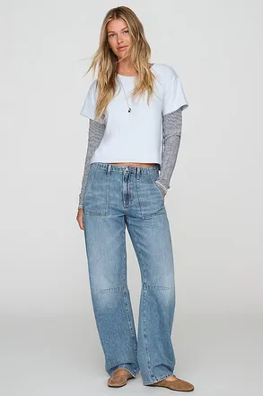 LE JEAN Utility Mid-Rise Barrel Jeans