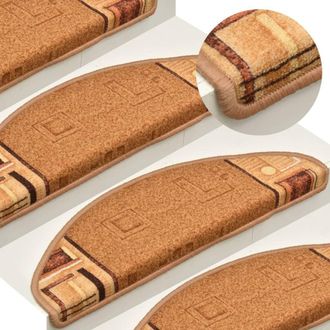 Berkfield Home Self-adhesive Stair Mats 15 pcs Beige 65x21x4 cm | Size: Medium