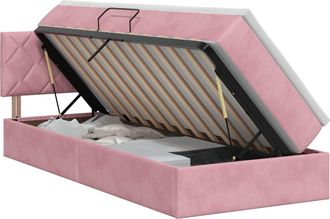 vidaXL Cama Con Almacenamiento Rosa 100 X 200 Cm Terciopelo Vidaxl