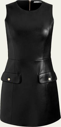 Alice & Olivia Marcella Vegan Leather Mini Dress