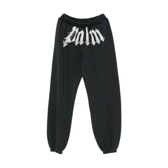 Palm Angels Pantalones de ch&aacute;ndal con logo en cintura grande - Trousers - Hombre - Negro - XL