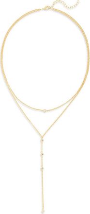 Nordstrom Rack Cubic Zirconia Layered Y-Necklace in Clear- Gold at Nordstrom Rack