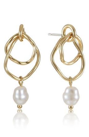 Ettika Faux Pearl Drop Earrings in Gold/White at Nordstrom Rack