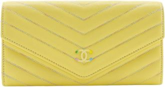 Chanel Yellow Leather Long Wallet (Bi-Fold) (Pre-Owned)