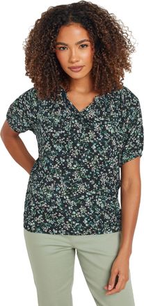 M&Co Womens Floral Tie Neck Blouse - Womens Black