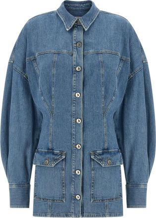 The Attico Blue Shirt Collar Denim Mini Dress