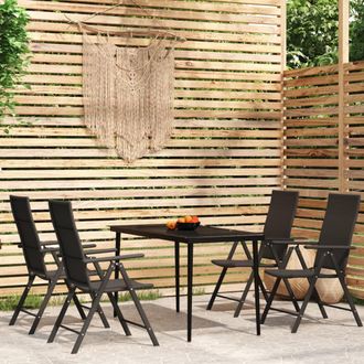 vidaXL Juego De Comedor Para Jard&iacute;n 5 Piezas Negro Vidaxl