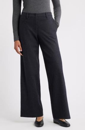 Eileen Fisher Wide Leg Virgin Wool Pants in Charcoal at Nordstrom Rack, Size Large