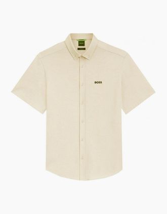 HUGO BOSS Mens Hugo Boss Mens Light Beige Short Sleeved Motion Shirt - Tan - Size: 38/Regular