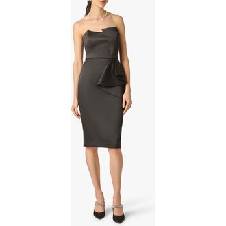 Aidan Mattox Strapless Stretch Mikado Cocktail Dress in Black at Nordstrom, Size 16