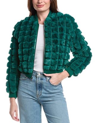 Alice & Olivia Alice + Olivia Latanya Cropped Varsity Jacket