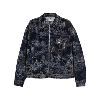 Amiri Denim Jackets, male, Blue, Size: L Graphic Denim Jacket