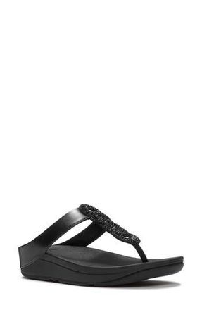 FitFlop Fino Crystal Twist T-Strap Sandal in All Black at Nordstrom Rack, Size 11