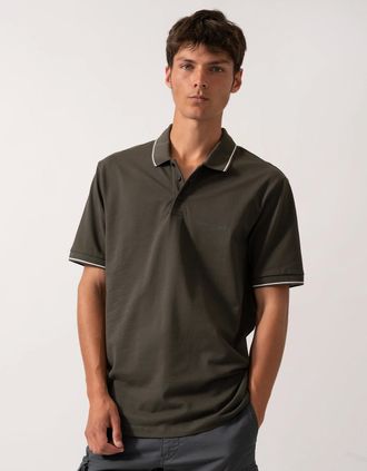 A|X Armani Exchange Mens Armani Exchange Mens Regular Fit Mercerised Cotton Polo Shirt - Black Ink U8120 - Brown - Size: 42/Regular