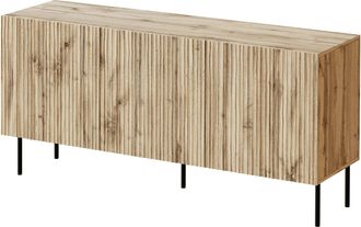 Mirjan24 Aparador Lorelbo 100, Roble Wotan + Negro, 75x152cm, N&uacute;mero De Puertas: 043cm, Mdf, Aglomerado Laminado