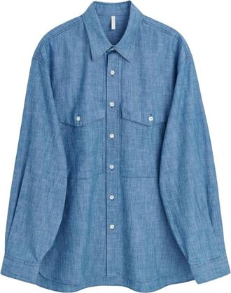 Sunflower Note Shirt - Heren - Casual Overhemden - Blauw - M - Katoen - Overhemden