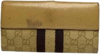Gucci Pre-owned Jackie Line Monogram Portemonnee - Dames - Vintage Accessoires - Beige - ONE Size - Leer - Vintage