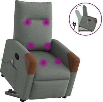 vidaXL Silla De Masaje Reclinable De Pie De Tela Gris Oscuro Vidaxl