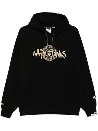 Aape By A Bathing Ape Moonface logo-print hoodie - men - Cotton/Polyester - L - Black