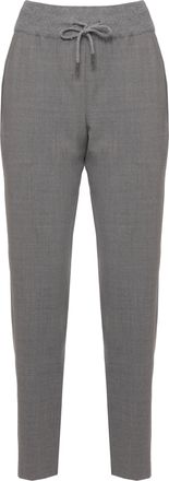 PANICALE Grey Drawstring Elastic Waist Virgin Wool Pants