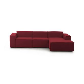 Dmora Sof&aacute; Fijo Ddzek, Sof&aacute; Modular 3 Plazas Pen&iacute;nsula Derecha, 100% Made In Italy, Sof&aacute; Moderno En Tela, Cm 300x170h70, Rojo - Dmora