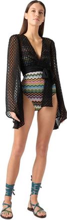 Missoni Wrap Top In Lam&eacute; Viscose With Raschel Workmanship in Black at Nordstrom, Size 38 It