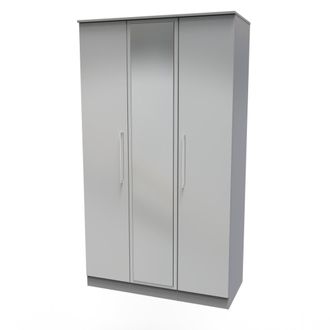 Welcome Furniture Wellington Ready Assembled Wardrobe with Triple Mirror - Uniform Matt & Dusk Grey - Welcome Furniture | TJ Hughes