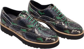 Hogan Snakeskin Platform Oxford Shoe - Black