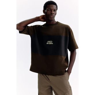 H&M Oversized printed t-shirt in Dark Brown/runners Club at Nordstrom, Size Large
