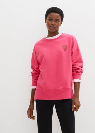 Bonprix Sweatshirt BONPRIX, Damen, Gr. 56/58 (XXXL), dunkelpink, chillirot bedruckt, Sweatware, Obermaterial: 100% Baumwolle. B&uuml;ndchen: 95% Baumwolle, 5% Elas