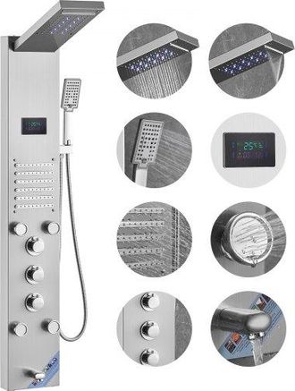 OEM Duschpaneelsystem, 6 Duschmodi, Led- Und Bildschirm-wasserkraft-duschpaneelturm, Regenfall, Wasserfall, 5 Massaged&uuml;sen, Wannenauslauf, Handbrause, Wan