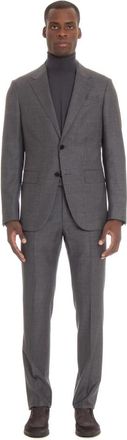Ermenegildo Zegna Grijze Jurk met Knoopsluiting - Heren - Business pakken - Grijs - M - Wol - Kostuums