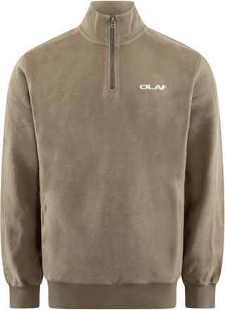 Olaf Hussein Zip Mock Drift Jas - Heren - Sweatshirts - Bruin - S - Hoodies & sweatvesten