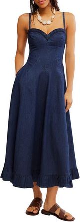 Free People Another Season Denim Midi Dress in Rinse at Nordstrom, Size X-Small
