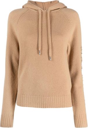 Max Mara crystal-embellished knitted hoodie - women - Wool/Cashmere - S - Neutrals