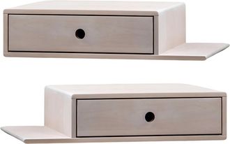 Woodek 2x mesita de noche flotante con estante en haya blanca