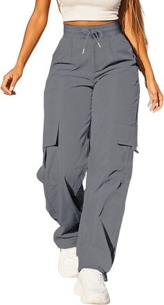 Generic Womens Cargo Pants Cargo Pants for Women UK Y2k Baggy Elastic High Waist Wide Leg Workwear Trousers Casual Relaxed Hiking Walking Combat Streetwear Sw