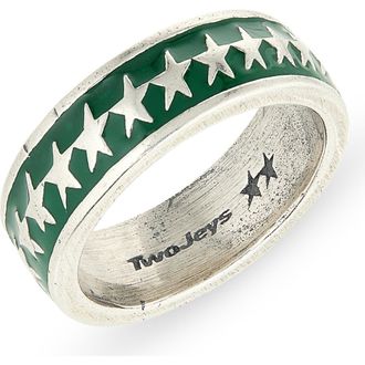 TwoJeys Mens All-Round Icon Star Studded Band Ring in Silver at Nordstrom, Size 8.5
