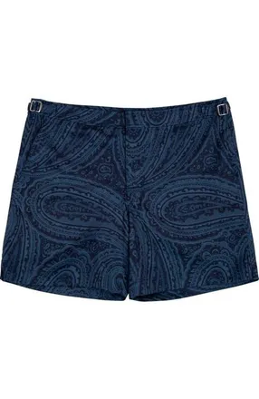 Lords of Harlech Neptune Tailored Swim Short in Wild Paisley Navy at Nordstrom, Size 32