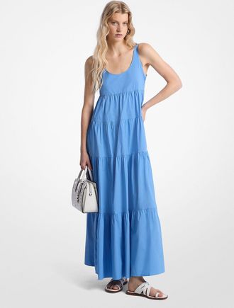 Michael Kors Stretch Cotton Tiered Dress