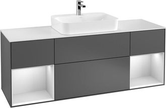 Villeroy & Boch Villeroy&boch - Finion, Muebles De Ba&ntilde;o, 1600 X 603 X 501 Mm, Angular, Con Estanter&iacute;a (iluminada), Modelo Suspendido, En Madera, Lavabo En El Medio, I