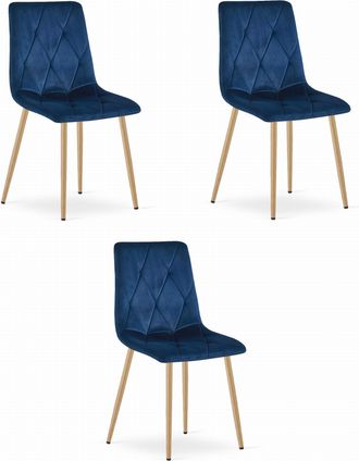 OEM Silla Libra - Terciopelo Azul Marino / Patas Color Madera X 3