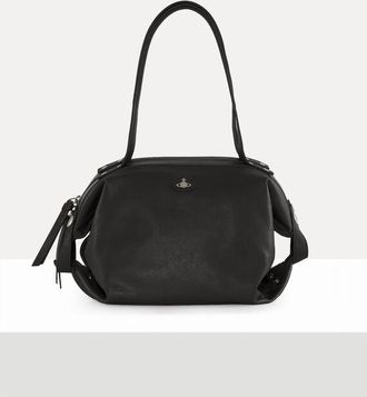 Vivienne Westwood Mara Medium Holdall Aniline Leather -Black-dark-silver-hw