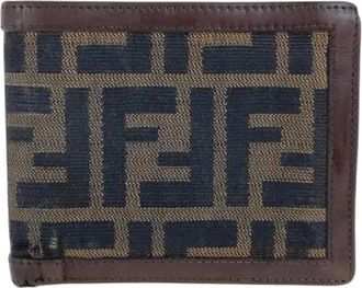 Fendi Pre-owned Wallets, female, Brown, Size: ONE SIZE Pre-owned Zucca Leather Canvas Compact Wallet