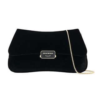 Emporio Armani Fluwelen Schoudertas - Dames - Tassen - Zwart - Maat: ONE Size