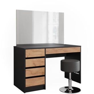 Vicco Tocador Sherry, Antracita, 120 x 75 cm con espejo y taburete