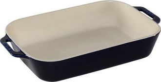 Staub Fuente Rectangular Para Gratinar 40 X 25 Cm Azul Oscuro De Cer&aacute;mica