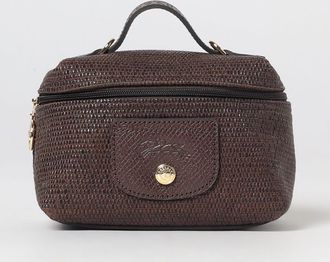 Longchamp Borsa a mano mini Le Pliage in rafia con manico in pelle
